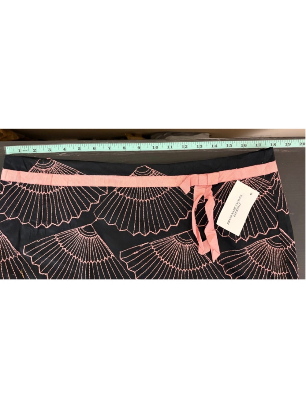 iCe Black Pink Fan Embroidered Scalloped Mini Skirt Y2K Boho Coquette Small - Picture 6 of 6